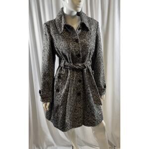 Weather Tamer Vintage Wool Blend Belted Coat, Black & White, Sz: XL, 72-43